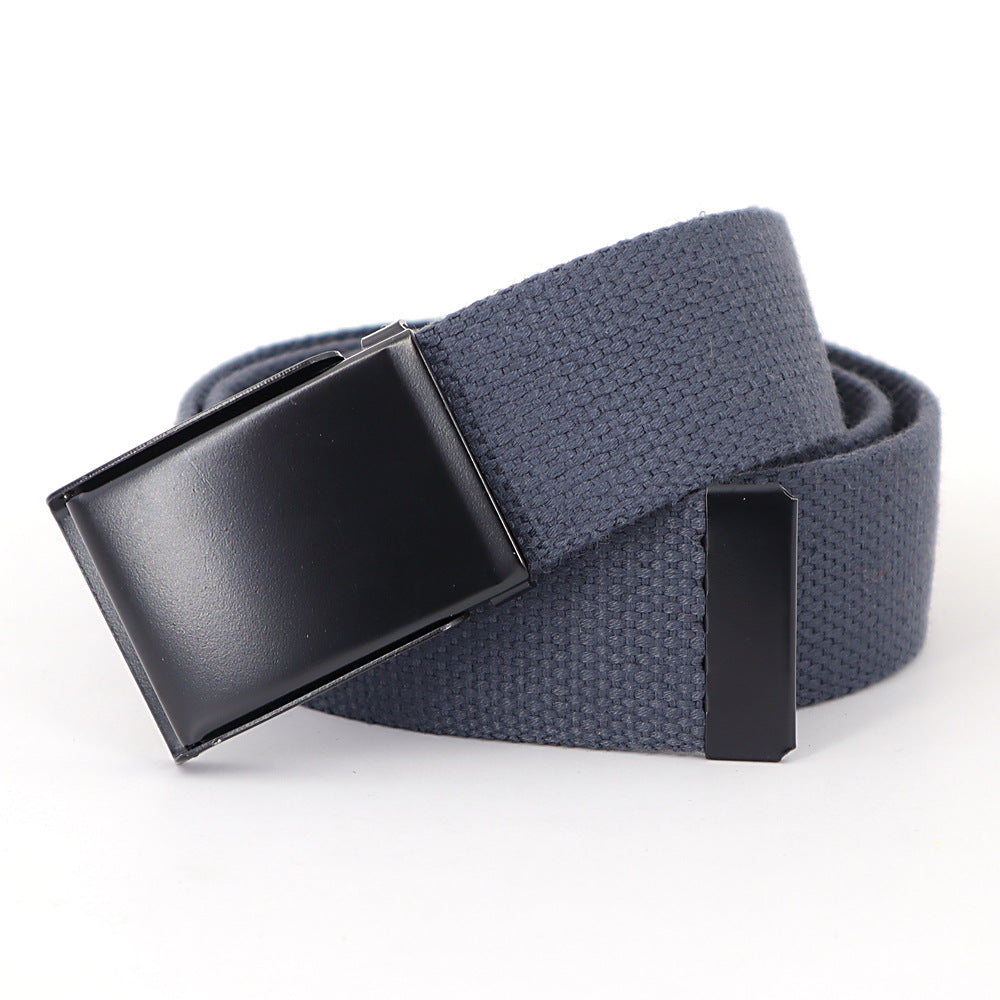 Men's Casual Canvas And Denim Belt With Buckle Closure