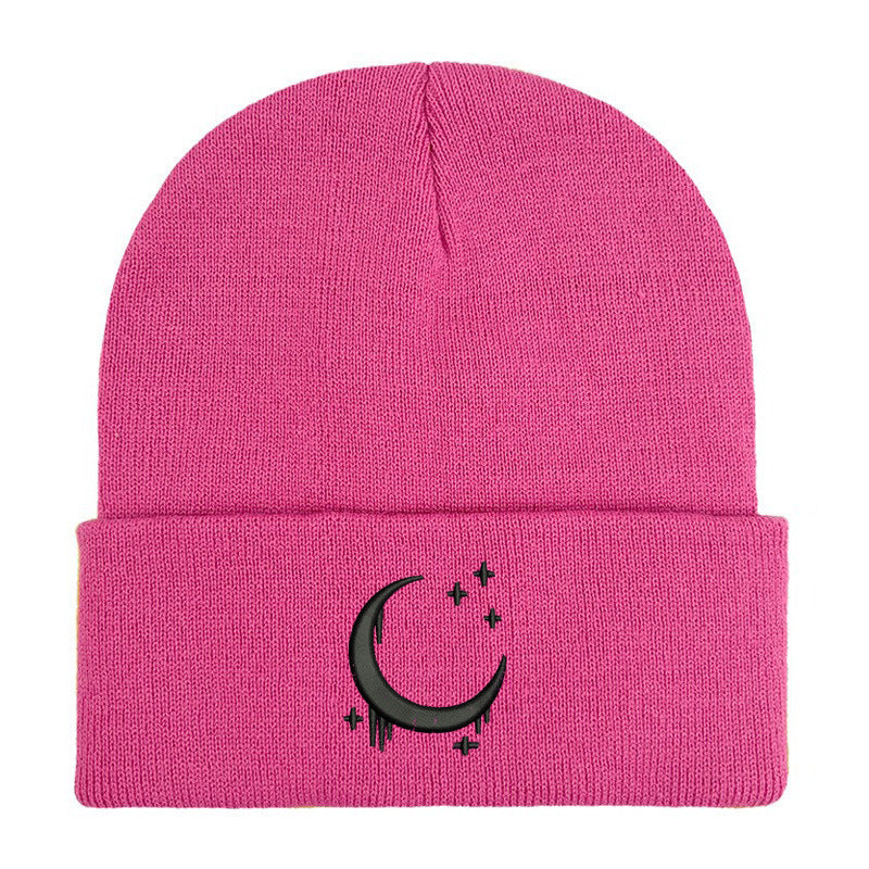 Amazon Embroidered Knitted Hat With Moon And Stars Design AutumnWinter Wool Hat