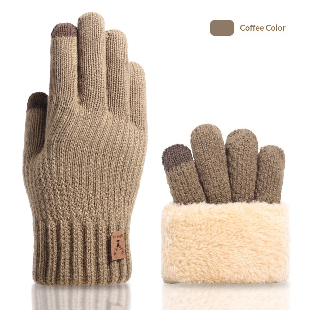 Autumn And Winter Touchscreen Gloves For Men With Fleece Lining