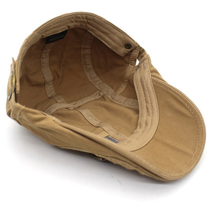 Leather Strap Jeans Button Men And Women Retro Peaked Cap