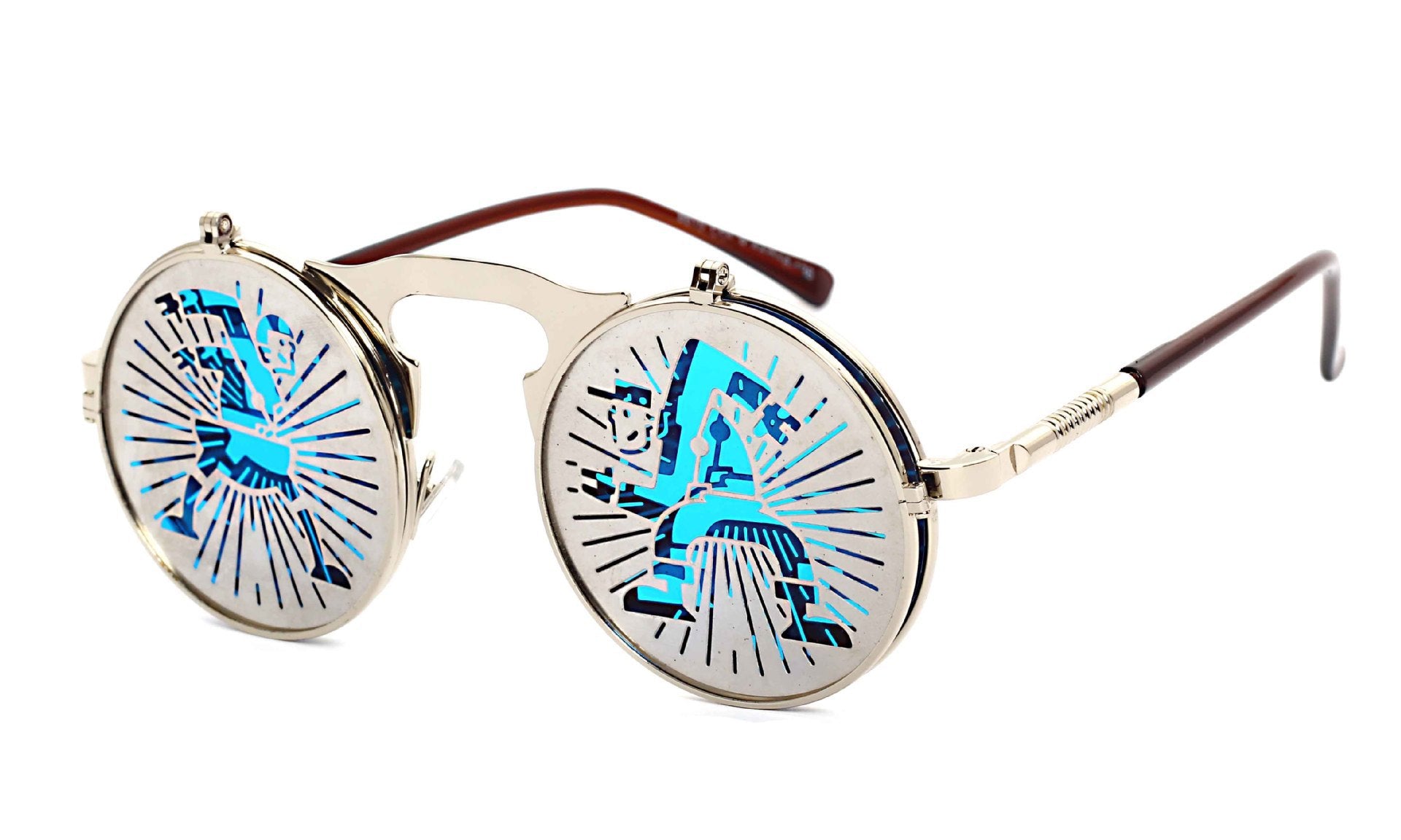 Men's Casual Retro Metal Punk Steam Flip Sunglasses