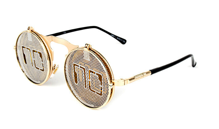 Men's Casual Retro Metal Punk Steam Flip Sunglasses