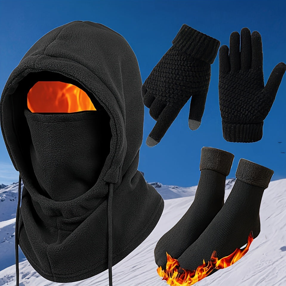 Winter Warm Hat Gloves Socks Set