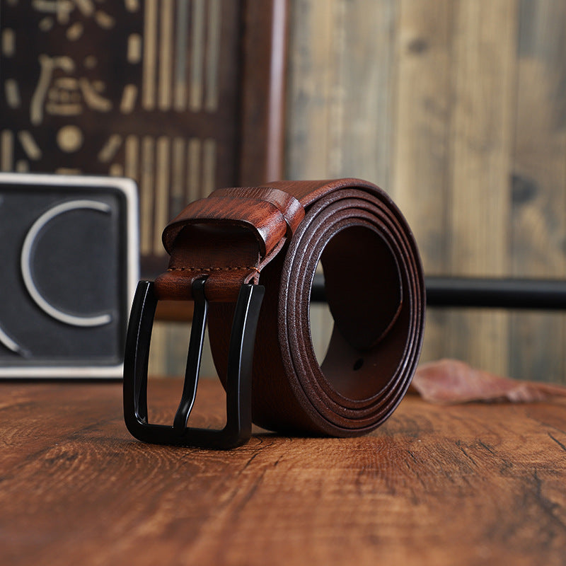 Men's Alloy Pin-buckle Belt With Top-layer Cowhidenew Casual Style
