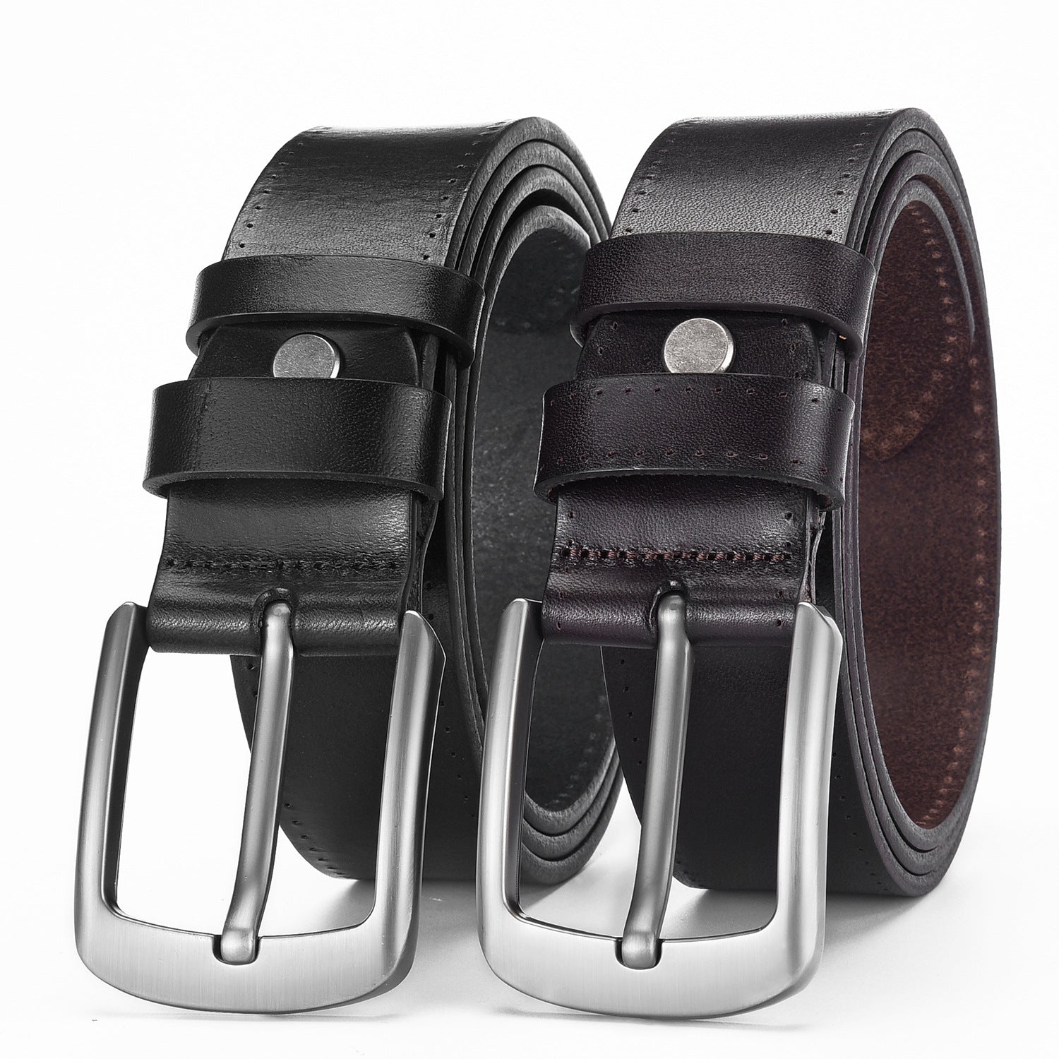 Men's Alloy Pin Buckle Casual First Layer Cowhide Belt