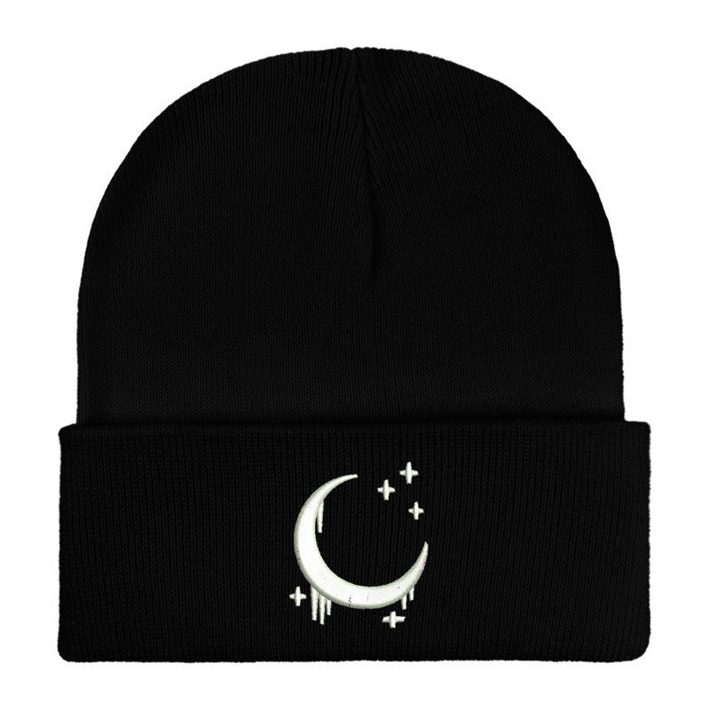 Amazon Embroidered Knitted Hat With Moon And Stars Design AutumnWinter Wool Hat