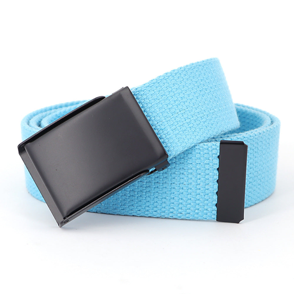 Men's Casual Canvas And Denim Belt With Buckle Closure