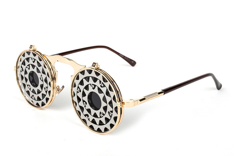 Men's Casual Retro Metal Punk Steam Flip Sunglasses