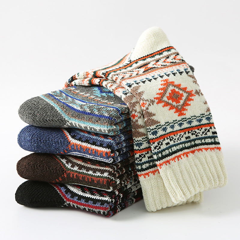 Retro Large Square Wool Socks