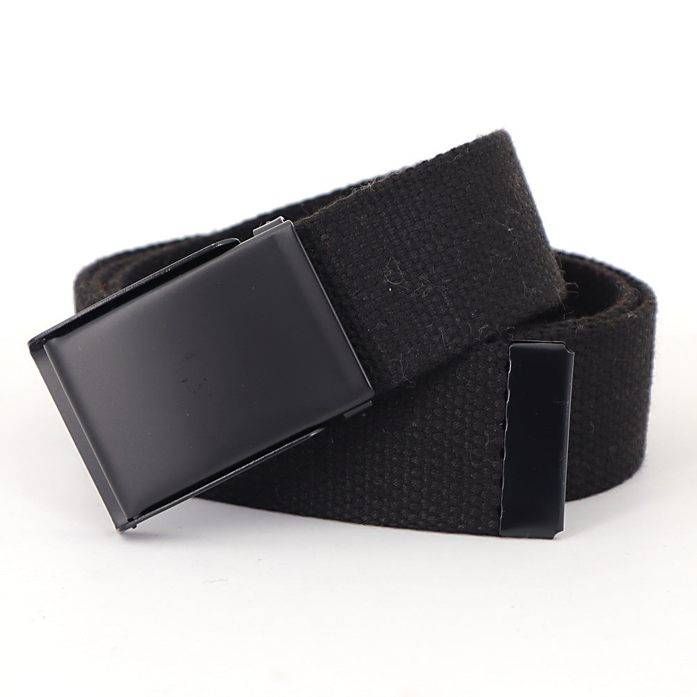 Men's Casual Canvas And Denim Belt With Buckle Closure