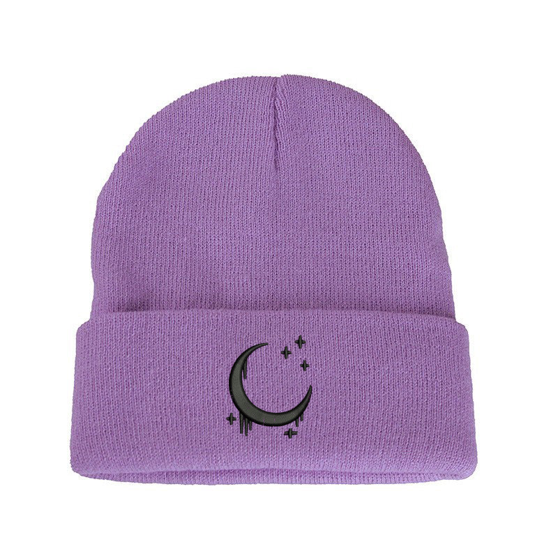 Amazon Embroidered Knitted Hat With Moon And Stars Design AutumnWinter Wool Hat